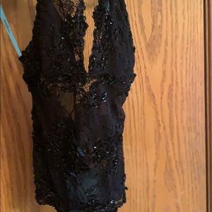Guess Marciano Black stretchy Lace beaded halter
